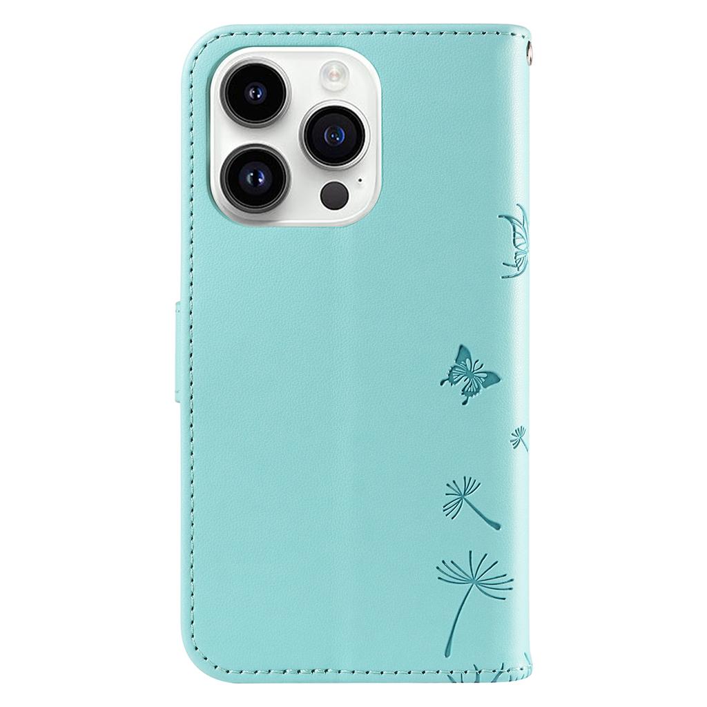 For iPhone 14 Pro Leather Case Wallet Phone Cover Dandelion Imprint