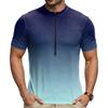 Men’s Crew Neck Gradient Print Zip Breathable Quick Dry Short Sleeve Cycling Jersey for Outdoor Sports Riding
