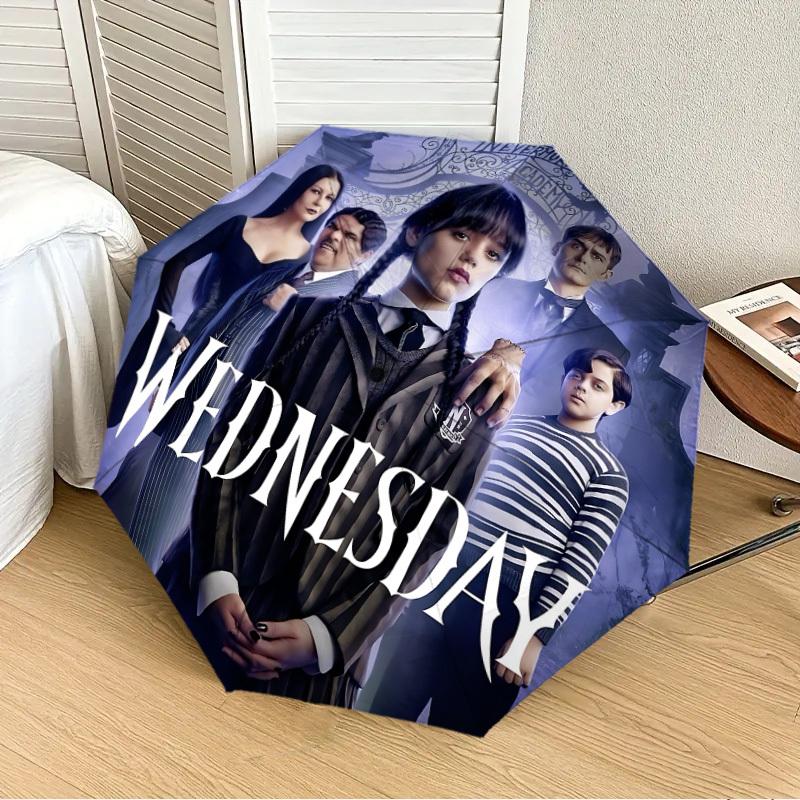 1pc Wednesday Automatic Folding Umbrella, Portable Collapsible Design, Casual Outdoor Accessory L1127118