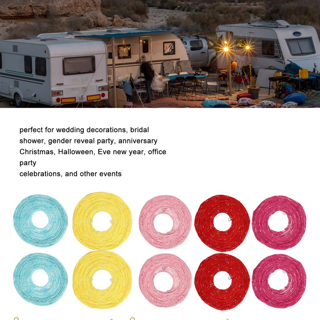 Chinese Paper Lanterns 5.9in Diameter Waterproof Widely Used Rich Colors Light  Round Paper Lanterns 10 Sets for Garden