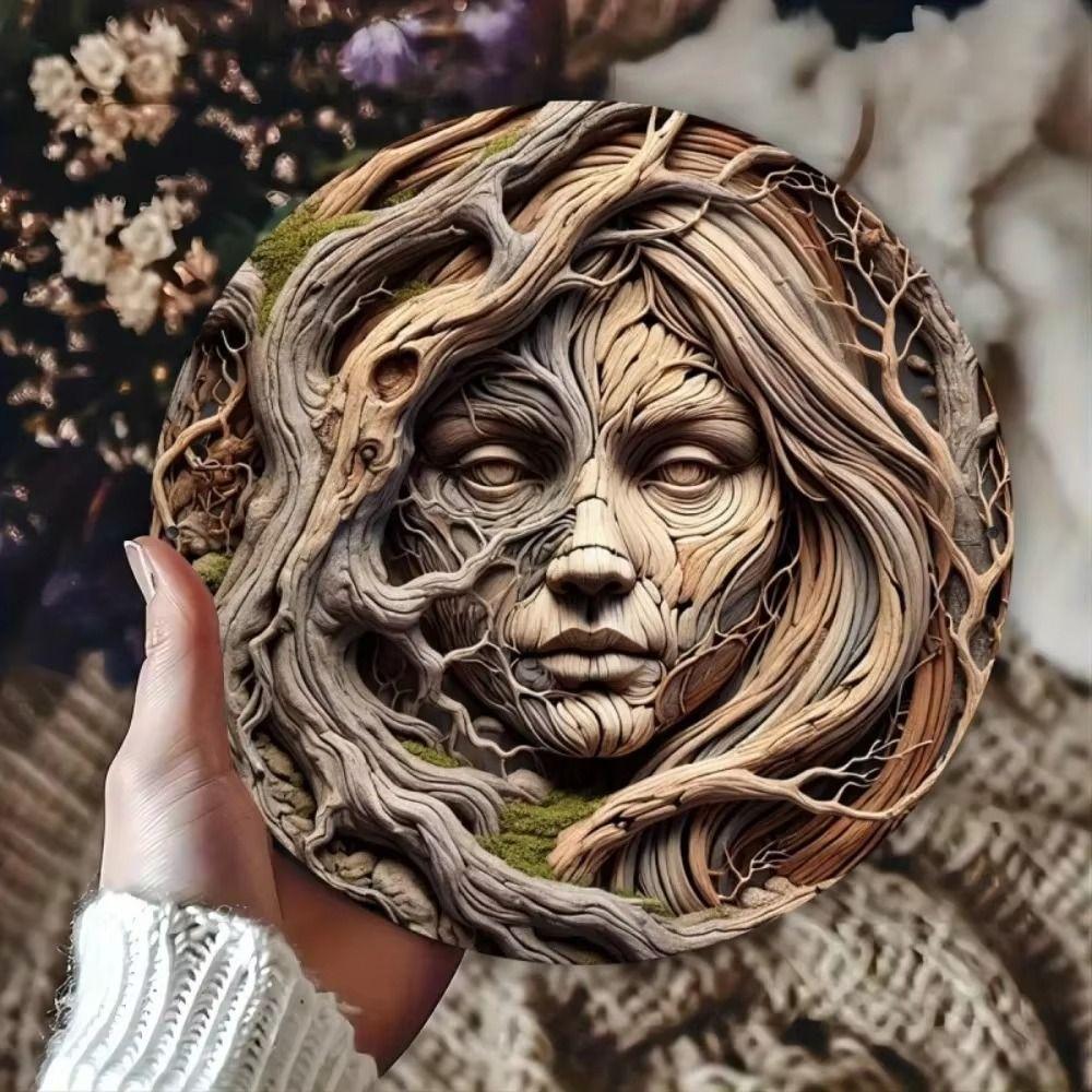 Vintage Metal Sign Face Moss Root Shape Art Plaque 20x20 Cm Home Garden Decor