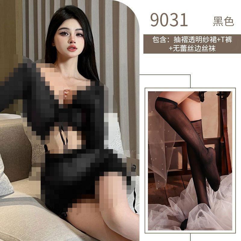 Sexy hollow mesh lace-up lingerie seduces spice girls perspective hip wrap slim nightclub uniform suit