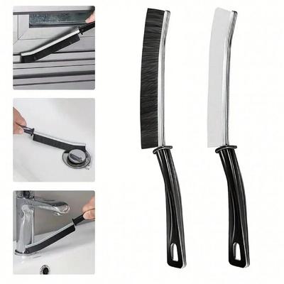1 Pcs Long Handle Crevice Cleaning Brush: Designed For Hard-To-Reach Spaces Like Window Tracks, Sliding Door Grooves, Sink Edges, Faucet Bases