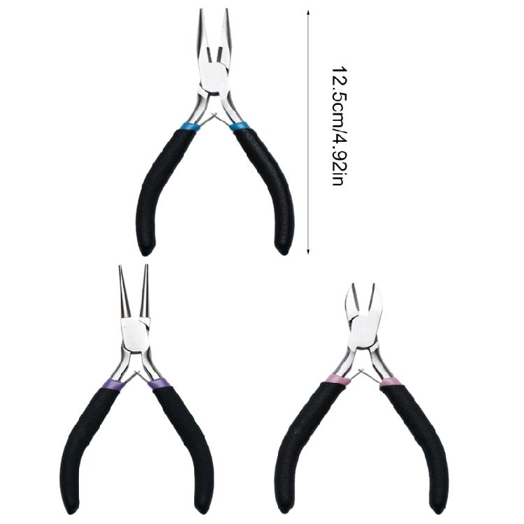 3pcs Jewelry Pliers Collection for DIY Projects Wire Cutter Metal Beading Tool
