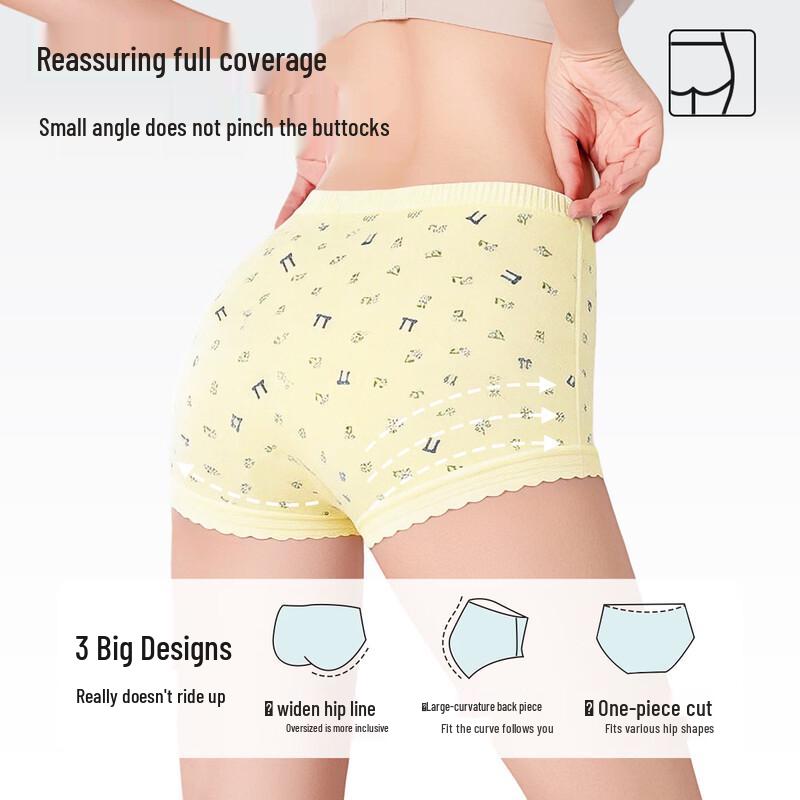 Oudifen Women's Breathable Cotton Boxer Briefs with Silk Crotch