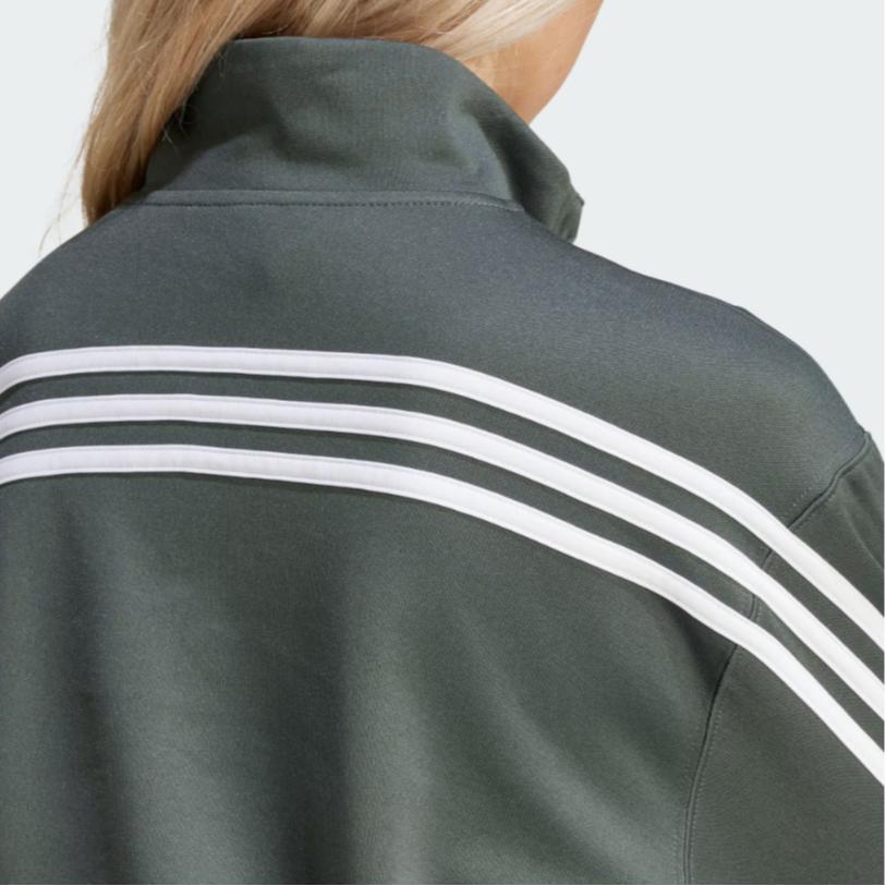 Adidas Iconic Wrapping Track Jacket American Vintage Half-Zip Sports Casual Long Sleeve Striped Logo Print Sweatshirt Women Jackets Green IT4825
