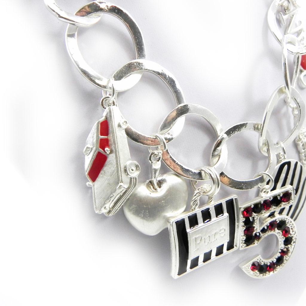 NOA [G8344] - Designer Necklace 'New York' Silver Red