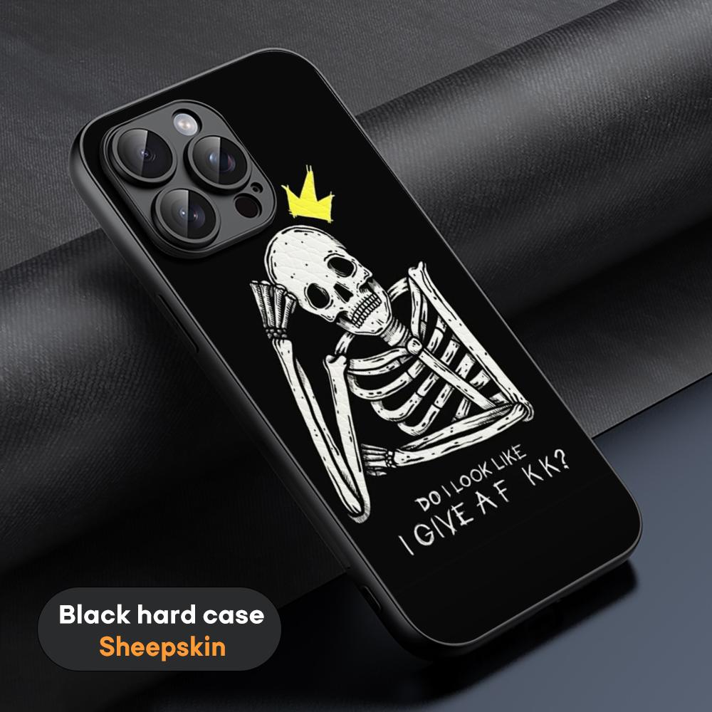 Cool Hip-hop Skull Logo Poster Phone Case For iPhone 16 15 14 13 12 11 Plus Pro Max Limited Black Hard Case Sheepskin