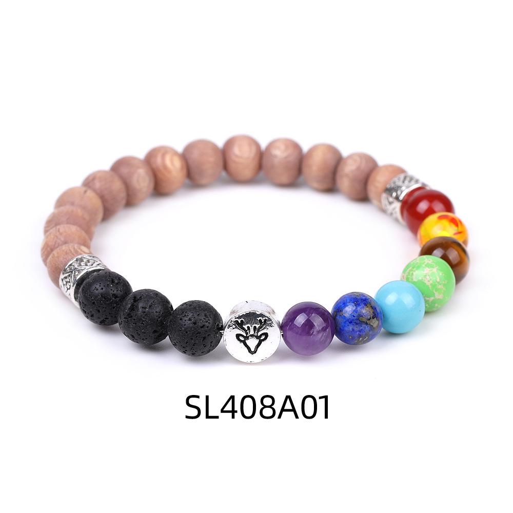 European & American Reindeer Bracelet with Striped Agate, Tiger's Eye, and Frosted Amazonite