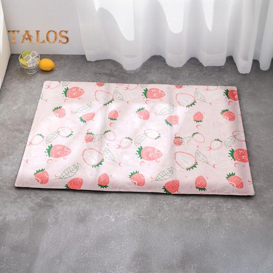 Pet Cooling Pad Strawberry Pattern Self Cooling Pet Bed for Cats And Small Dogs Summer Pet Mat for Kennel Crates Sofa Floor