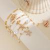 Beach Anklet for Women, Starfish Shell Fish Tail Pendant Boho Bracelet, Layered Faux Pearl Foot Chain for Summer Vacation