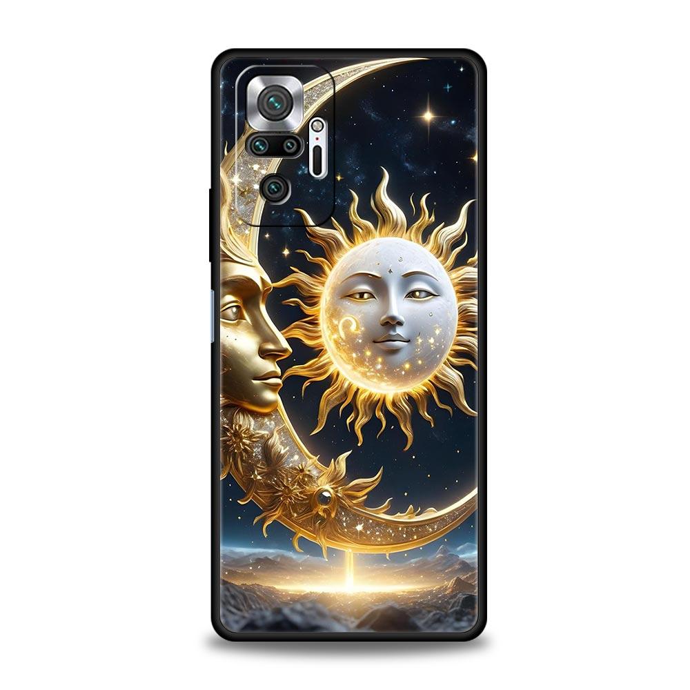 Moon Sun Phone Case For Xiaomi Redmi Note 14 13 5G 10 11 12 Pro Plus 4G 14C 13C 12C 10C Black Cover