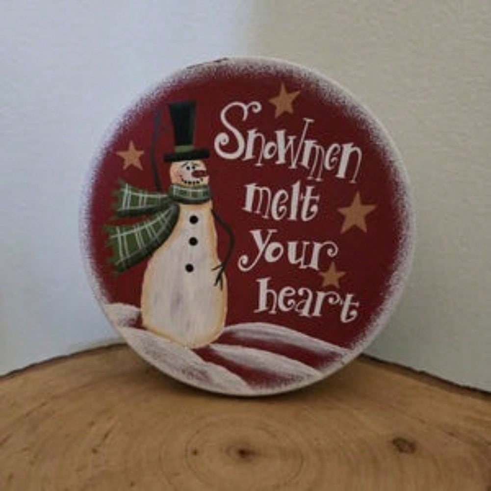Vintage Christmas Snowman Tin Sign, Festive Metal Wall Decor For Home TYA52547-20x20cm разноцветный