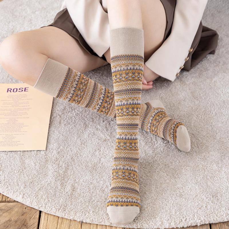 

Coffee color Square Chessboard pattern ins fashion Knee socks women Party Queen knee-high stockings Over Knee long ladies girls One Size