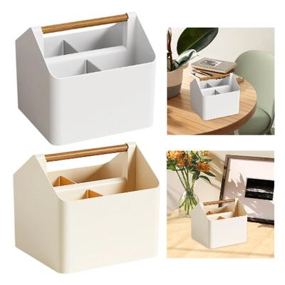 Tragbarer Aufbewahrungsorganizer Mehrzweck DIY Unterteilter Korb mit Holzgriff für Bastelbedarf Make-up Badezimmer Schreibtisch Büro