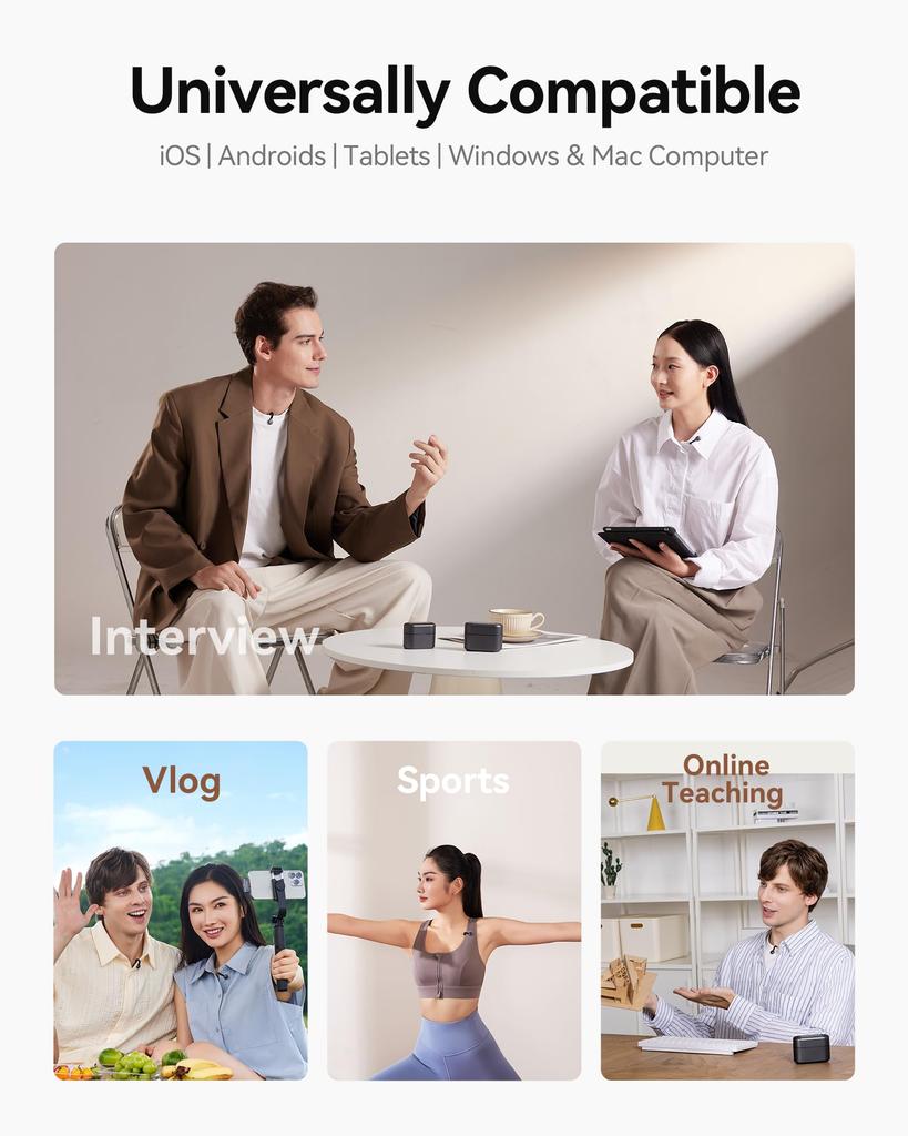 Hollyland Lark M2S Mini Wireless Microphone, 48kHz/24bit HD Audio, 300m Range, 30H Battery, Noise Cancellation, Titanium Clip, for Camera Phone Vlog