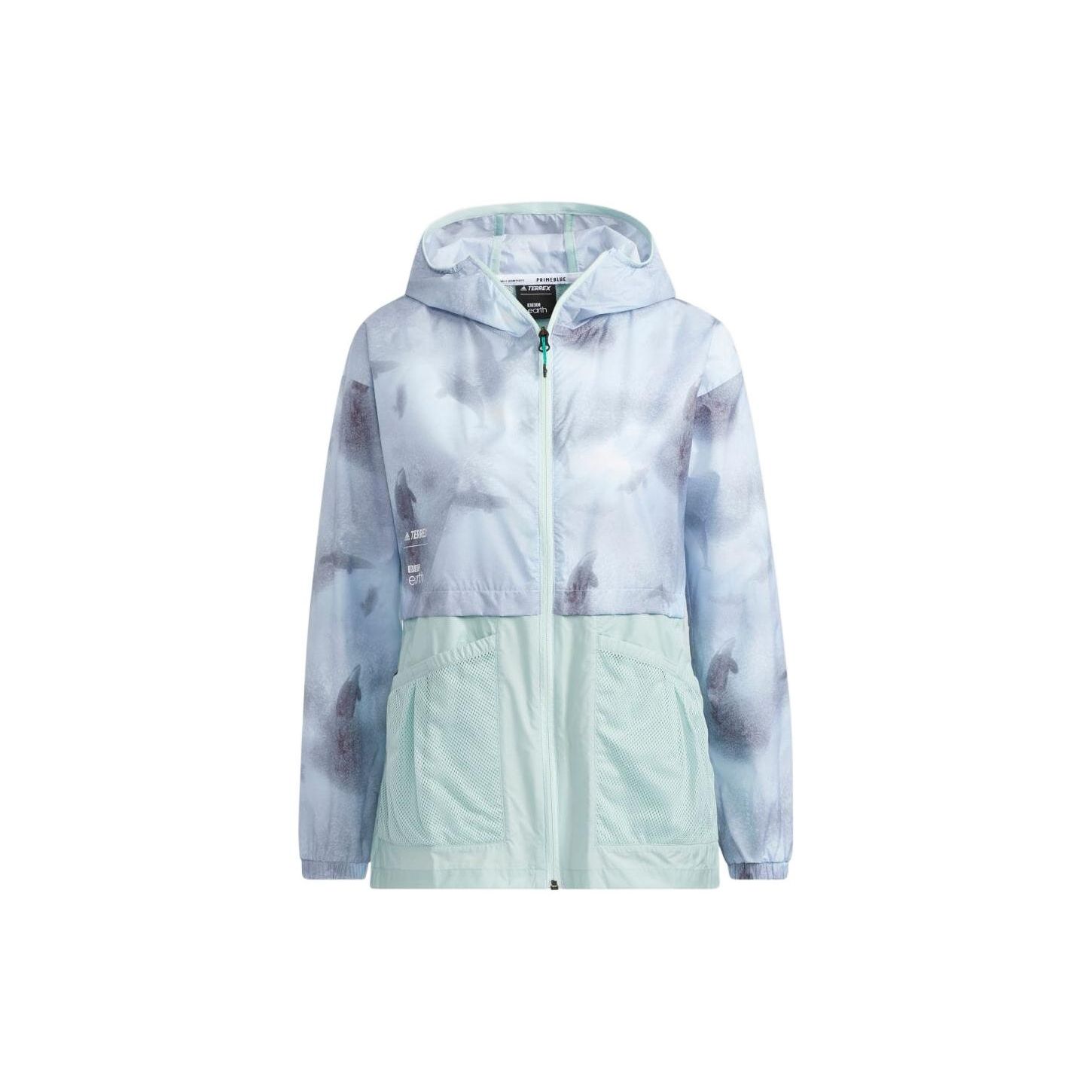 

Куртка Adidas Pattern Print Spliced Zipper с капюшоном и длинным рукавом, женские куртки, зеленая HE5188 XL