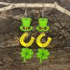 St. Patrick's Day Clover Earrings Irish Acrylic Green Leaf Clover Earrings Holiday Earrings Stud Earrings