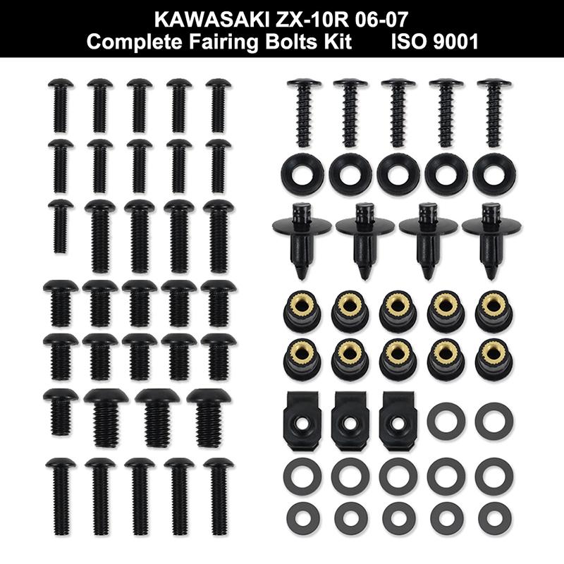 Fit For Kawasaki ZX10R ZX-10R 2006 2007 Motorcycle Complete Fairing Bolts Kit Fairing Clip Body Screw Speed Nut Stainless Steel