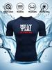 Men's Navy Blue Compression T-Shirt with "MUAY THAI Art of Eight Limbs" Print, Elastic Quick Drying Breathable Muay Thai & MMA Training Top