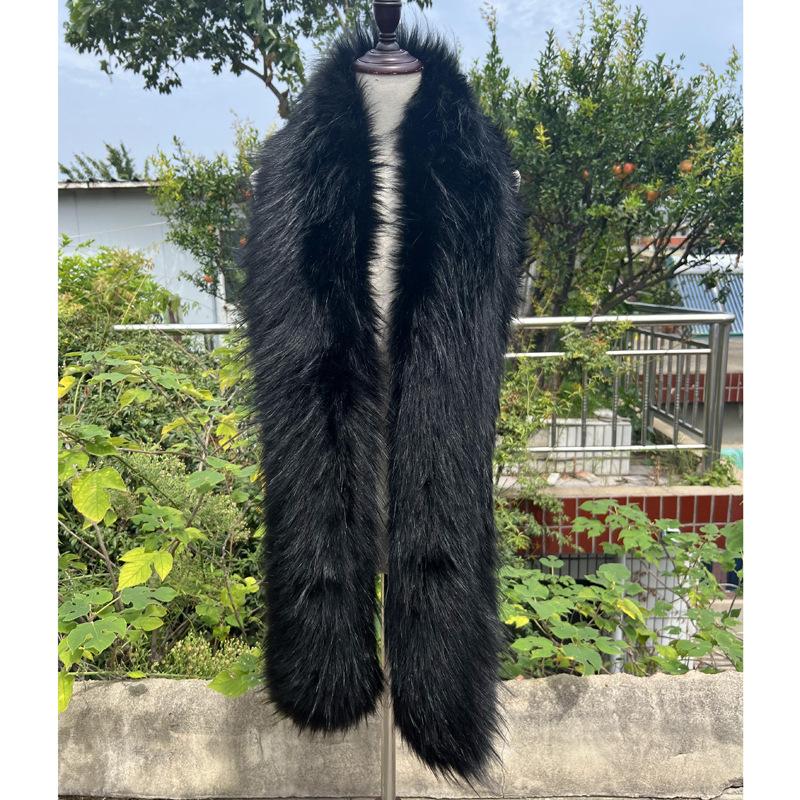 Модный и универсальный шарф из искусственного меха лисы Длинный шарф из искусственного меха енота Теплый меховой шарф Зимний женский шарф