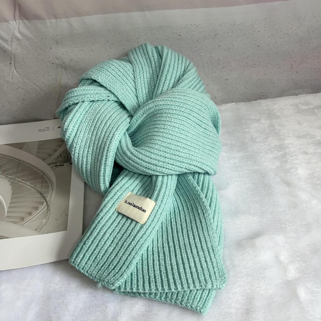 Korean Style Versatile Knitted Scarf for Women - Green, Blue, Red, Warm & Stylish for Autumn/Winter