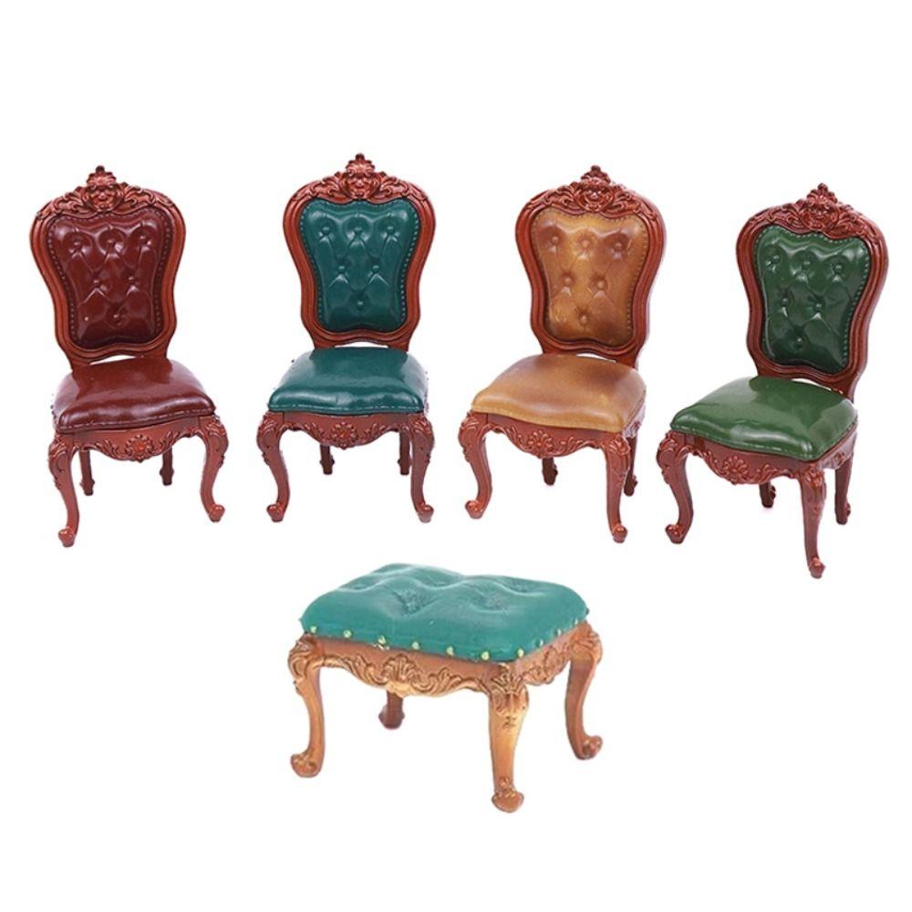 Chaises de Maison de Poupée Style Vintage Échelle 1/12 Chaise de Salle à Manger pour Poupée Meubles Miniatures Modèle de Scène