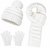3Pcs/Set Pom Pom Knitted Scarf Gloves Set Soft Cozy Winter Hat Scarf Gloves Kit  2-5Y Baby Kids