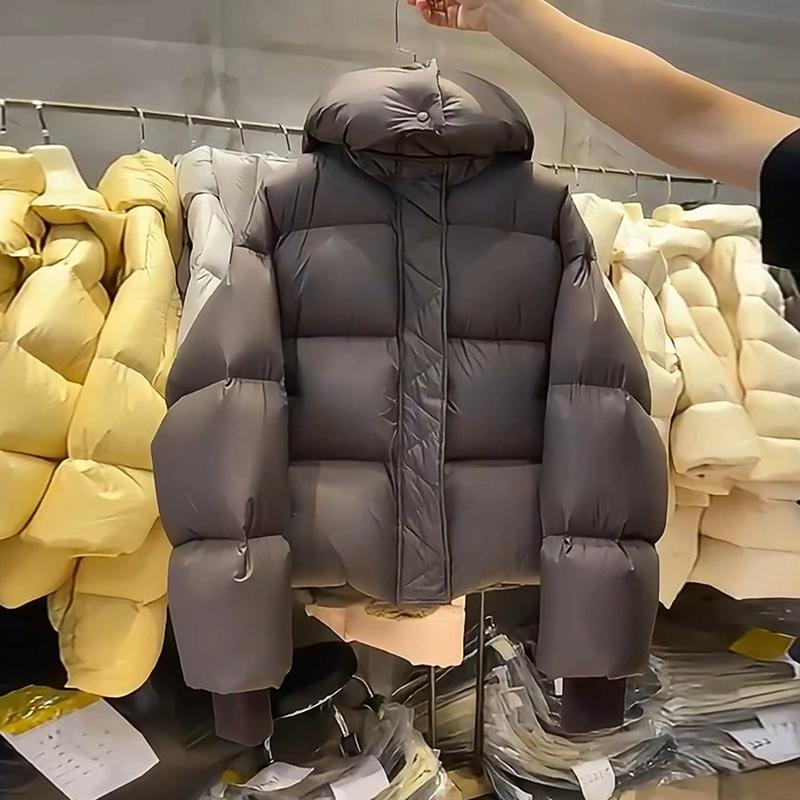 Krótkie Parki z Kapturem Płaszcze Pogrubione Ciepłe Kurtki z Bawełny Puchowej Moda Zimowa Damska Szykowny Top Luźna Odzież Wierzchnia typu Chleb Damska