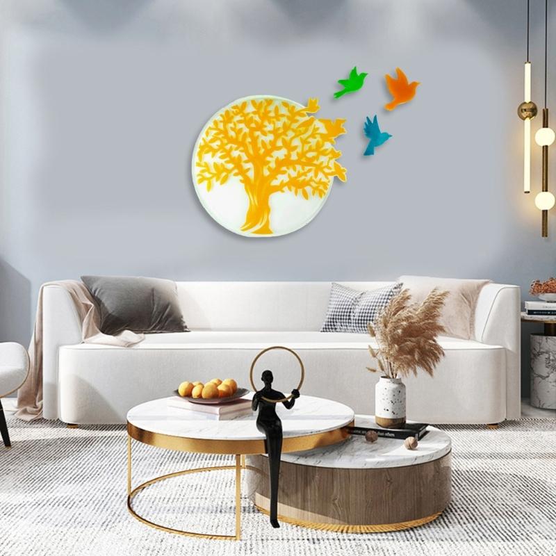 Nástěnné umění Silikonové formy Strom života a Pták Epoxidová pryskyřice Odlévací formy pro DIY řemesla Nástěnné dekorace Venkovní