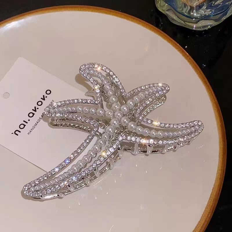 Y2K Starfish Hair Claw for Women Luxury Rhinestone Metal Claw Clip Vacation Jewelry Hair Clip Trendy Claw Clips Hair Accessories