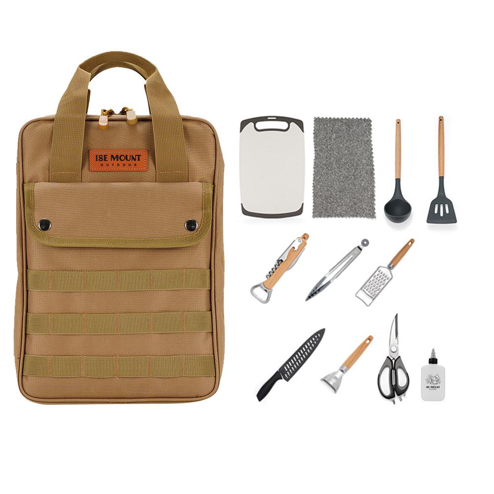 12Pcs Outdoor Travel Utensils Set Large Capacity Cooking Grilling Set Portable Kitchenware Set for Backpacking