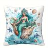 Enchanting Mermaid Underwater Pillowcase - Seashell & Dolphin Print Pillow Cover for Sofa Bedroom Living Room