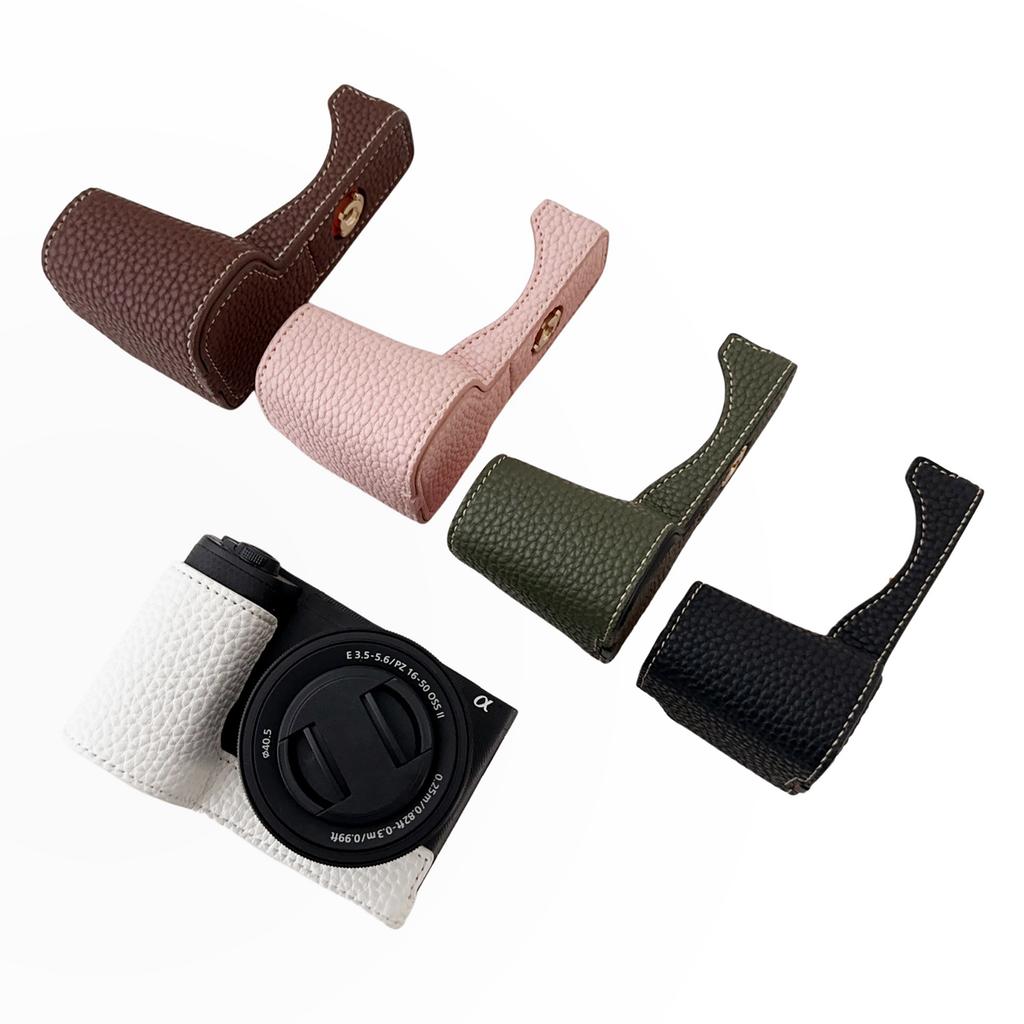 For Sony Alpha ZV-E10 II Camera Case PU Leather Protective Cover with Screw Hole