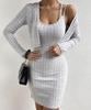 Autumn & Winter Women's Long-Sleeve Knitted Cardigan Dress Set