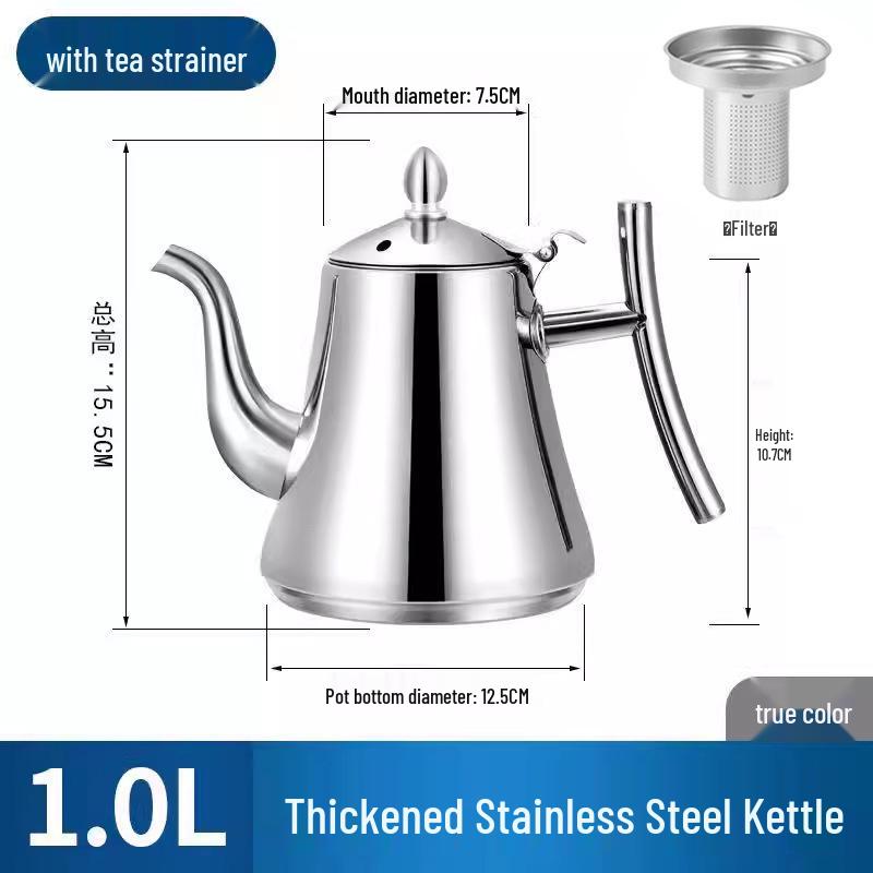 Stainless Steel Kashi Teapot & Coffee Pot with Filter, Cold Water Kettle for Induction Cooker, Light Luxury Design