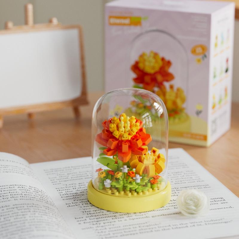 Music Flower Box Compatible Building Blocks Bouquet: Sunflower & Carnation Toy for Children and Teachers