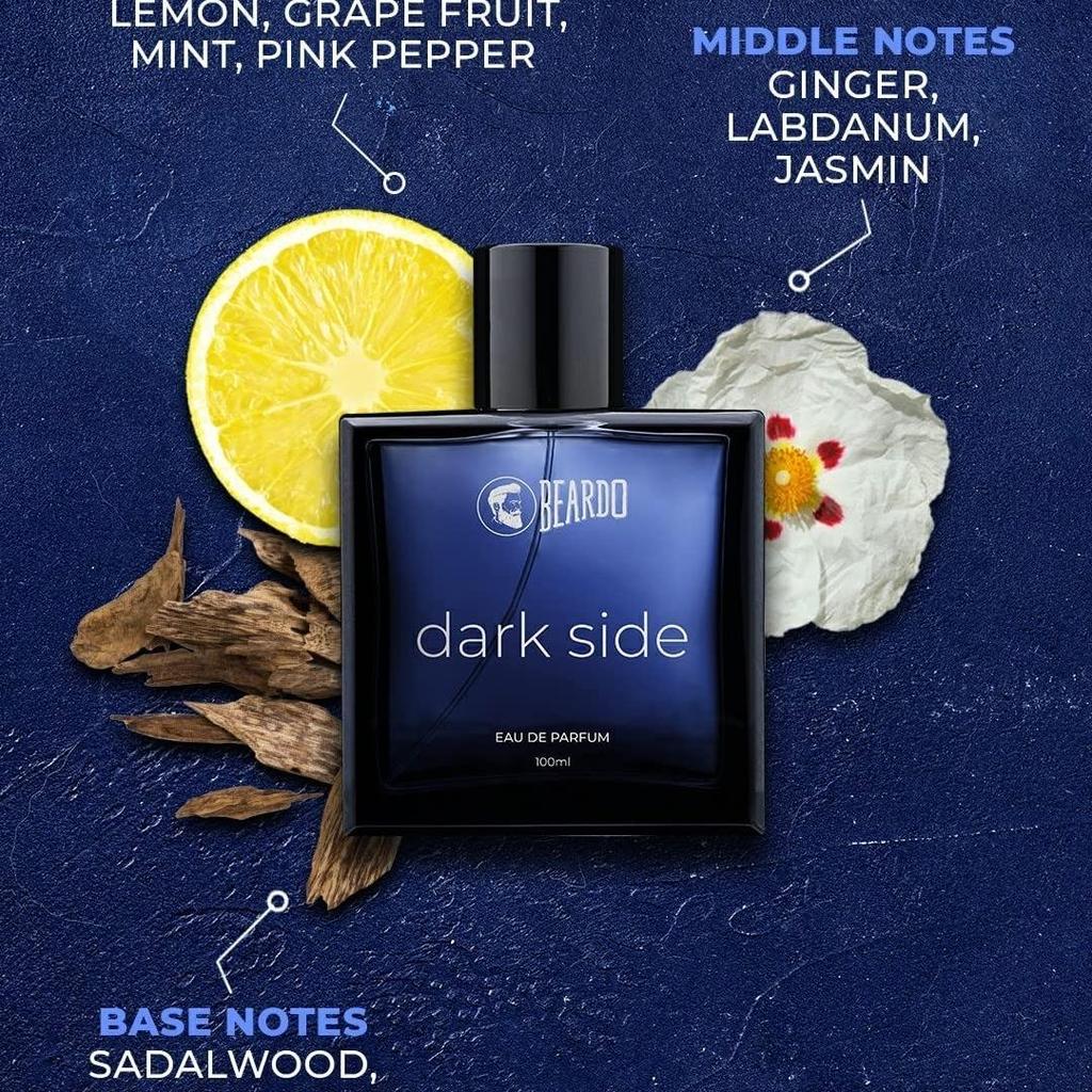 Beardo Męskie perfumy Dark Side| Świeży, Drzewny PREMIUM | Męskie Perfumy Długotrwałe | Zapach na randkę, Spray do ciała dla mężczyzn 100ml