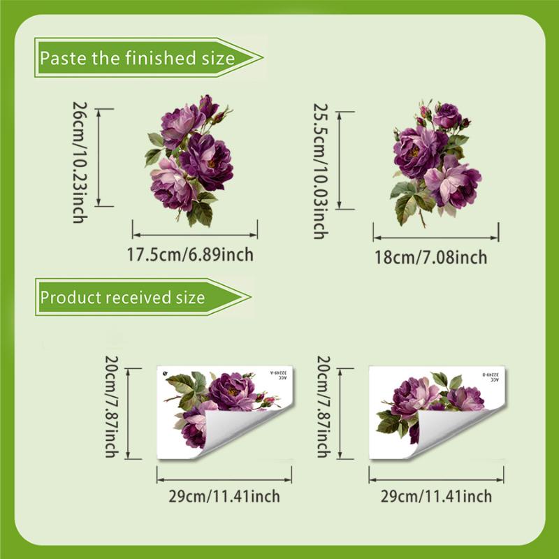 2Pcs Creative Rose Flower Waterproof Toilet Sticker Bathroom Wall Background Decal Home Decoration Self-adhesive Posters