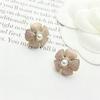 Pink flower pearl earrings  Adding Rivet Elements Fashionable and exquisite high-end customized Gift