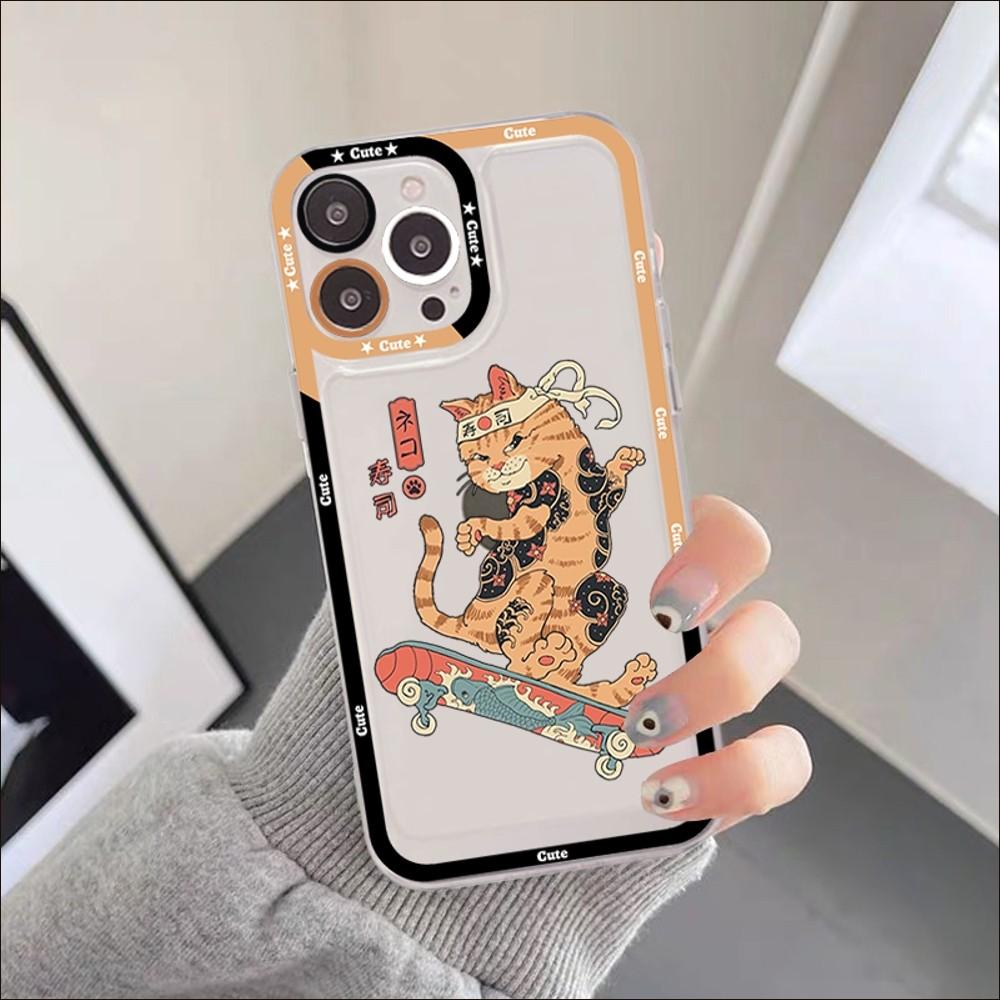 JAMULAR Neko Ramen Japan Cat Anime Phone Case For IPhone 11 12 13 Mini Pro XS MAX 8 7 6 6S Plus X 5S SE 2020 XR Clear Case