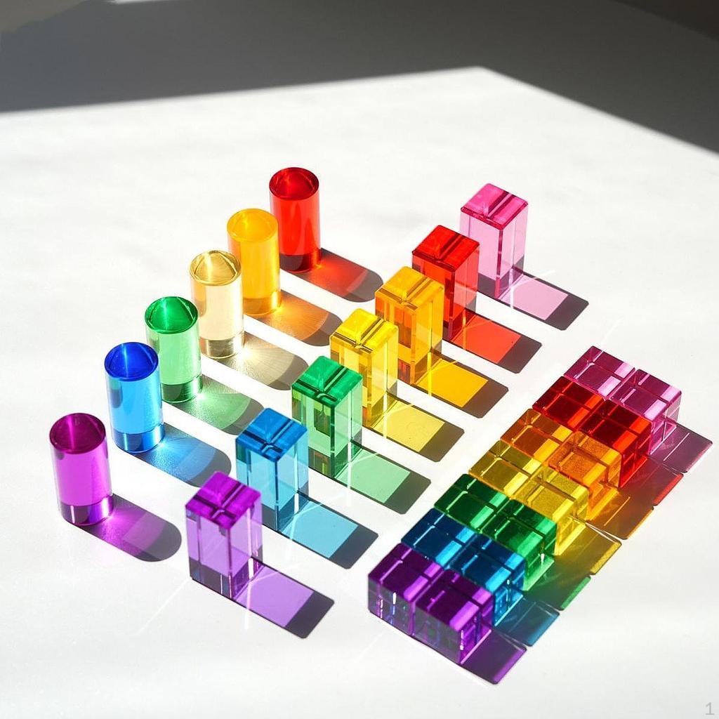 Acrylic Cubes Stacking Toy,Rainbow Cubes,Ideal Gift Rainbow Building Blocks Set