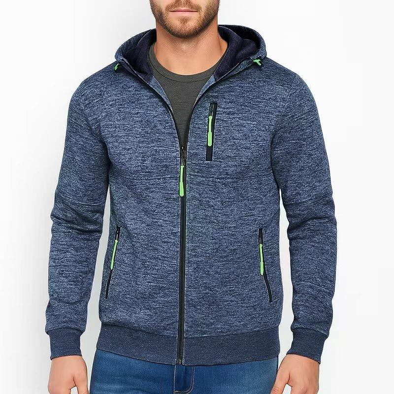 Autumn New Men's Casual Zippered Hoodie - Slim Fit Solid Color Sportswear Male Fashion Tracksuit Jacket