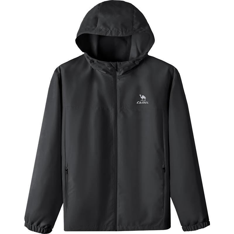 Camel Water-Repellent Hooded Windbreaker Jacket