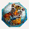 1pc Tiger StainedGlass Automatic Open/close Folding Compact Umbrella, 8-Rib Sturdy Canopy, Lightweight Portable, Everyday Use, Gift, Outdoor Umbrella,