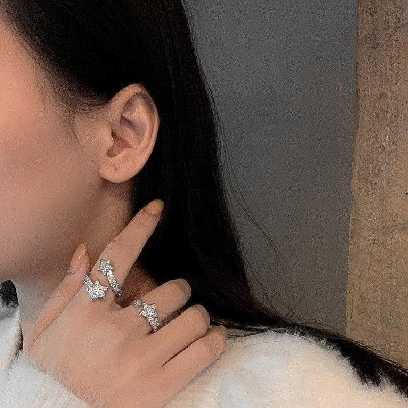 Damenmode Exquisiter Fünfzackiger Stern Diamant Verstellbarer Ring - Leichter Luxus, Trendiger Zeigefinger Stil