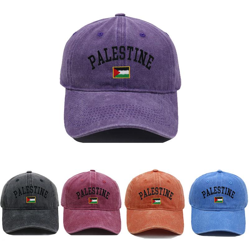 Palestine Flag Baseball Cap Classic Distressed Cotton Headwear Unisex Outdoor Summer Washed Adjustable Vintage Dad Hats Cap