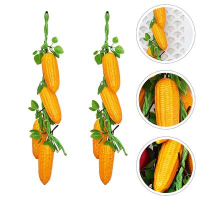 2 Stück Simulierte Mais-Hänge-Spieße Imitation Anhänger Simulation Requisite Schmuckstück Frucht Grün Büro