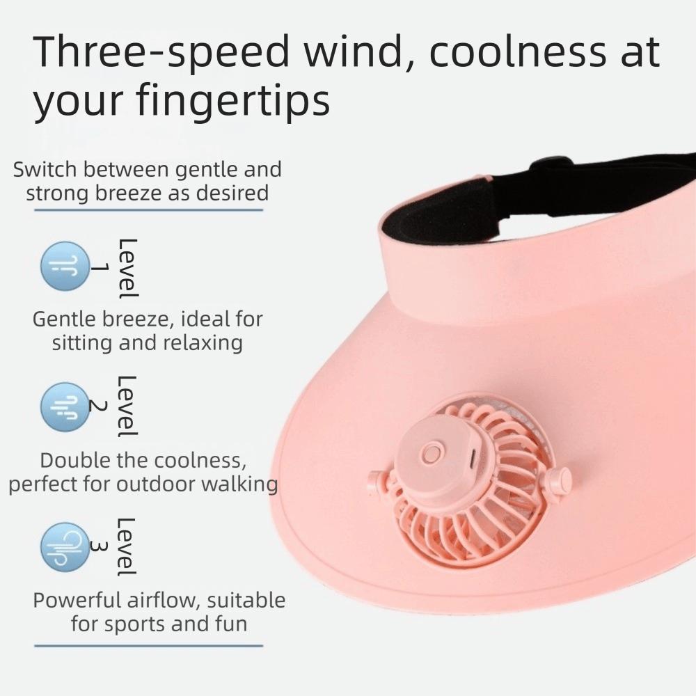 Built-in Fan Empty Top Cap Three Temp Settings Sun Hats New Cooling Fan Hat Sports Events