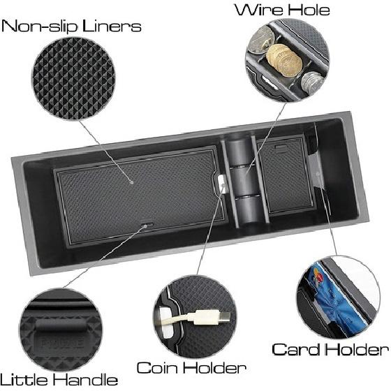 Center Console Armrest Storage Box Secondary Tray Organizer for Ford F150 +